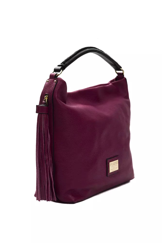 Pompei Donatella Burgundy Leather Women Shoulder Bag