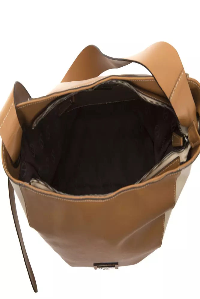 Pompei Donatella Elegant Leather Shoulder Bag in Brown