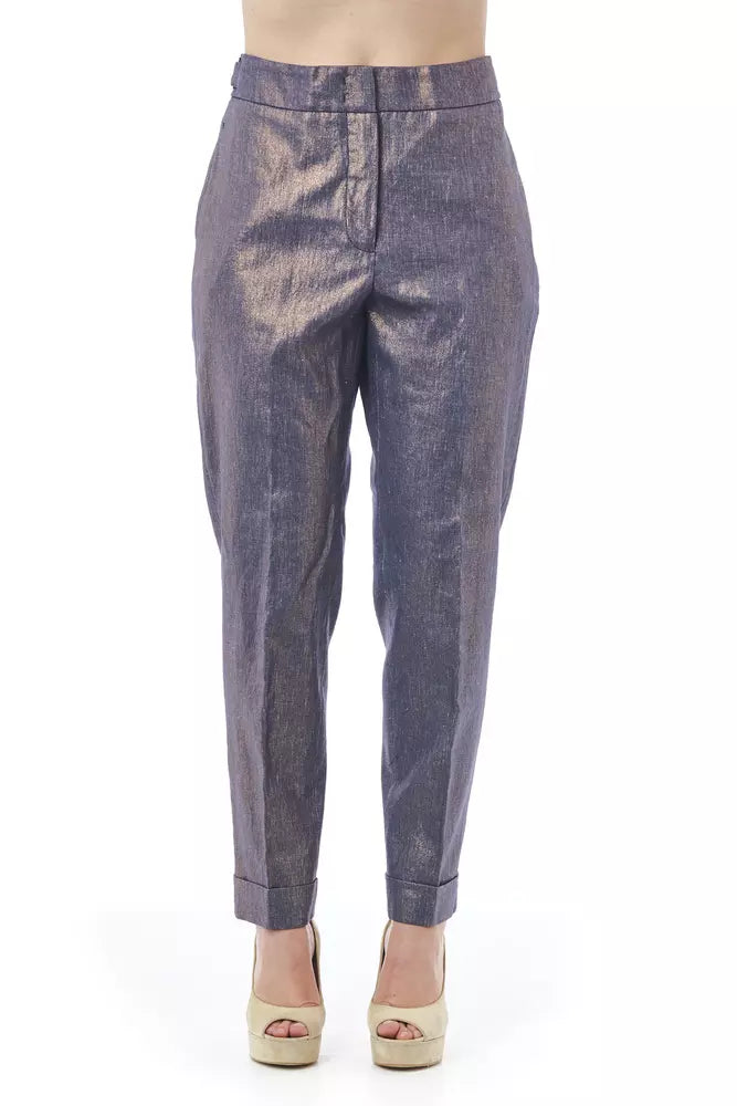 Peserico Blue Cotton Women Pants