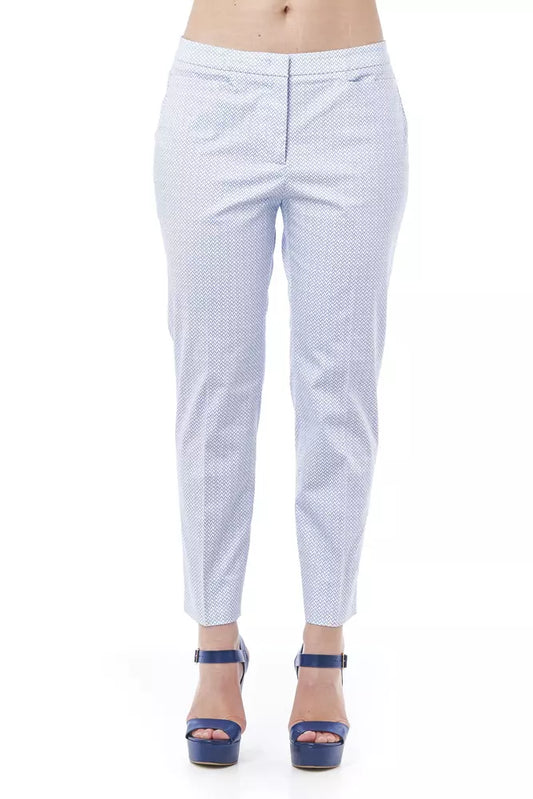 Peserico Light-Blue Cotton Women Trouser