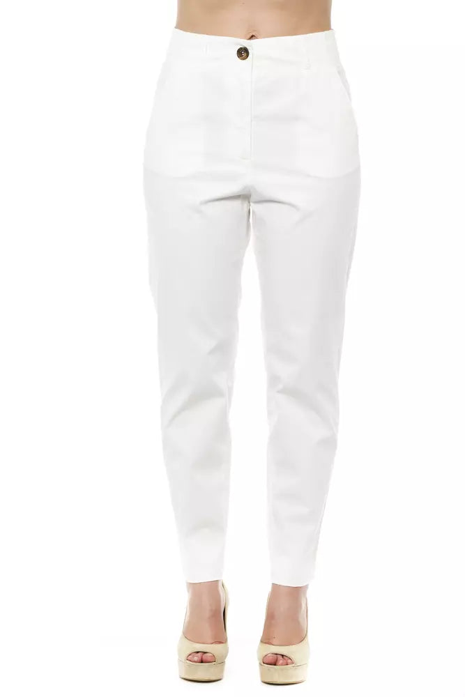 Peserico White Cotton Women Trouser