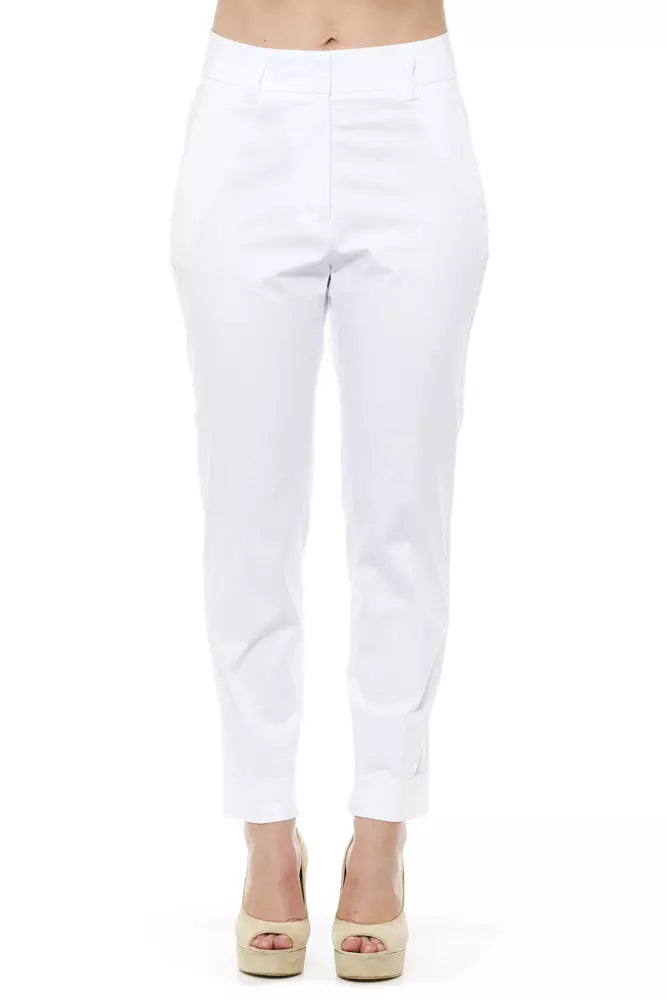 Peserico White Cotton Women Trouser