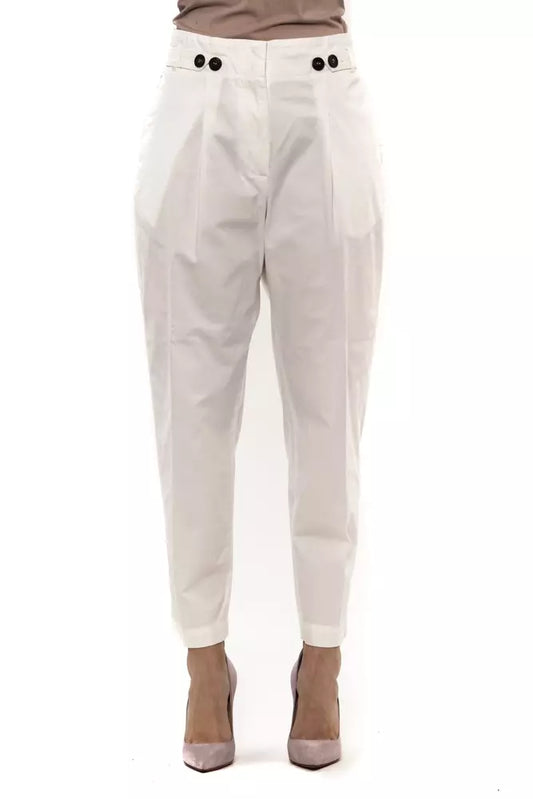 Peserico White Cotton Women Ankle Trouser