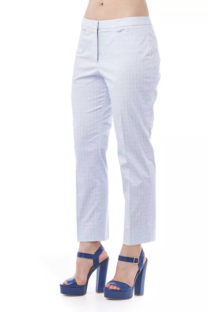 Peserico Light-Blue Cotton Women Trouser