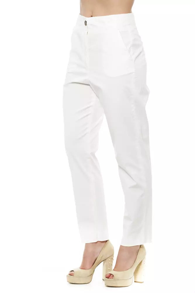 Peserico White Cotton Women Trouser