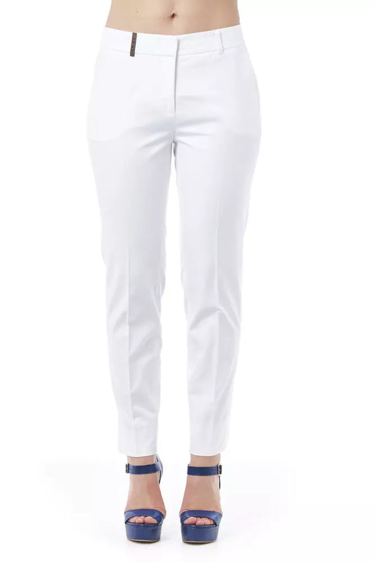 Peserico White Cotton Women Pant