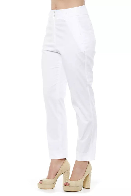 Peserico White Cotton Women Trouser