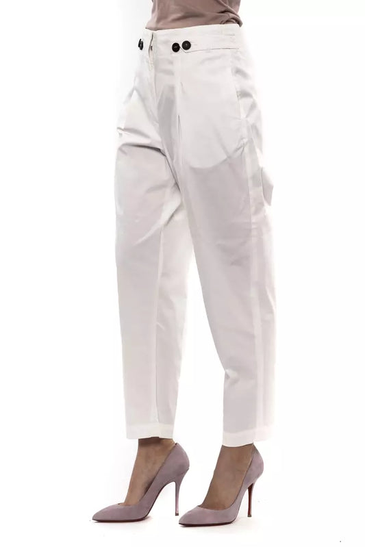 Peserico White Cotton Women Ankle Trouser