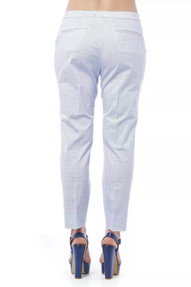 Peserico Light-Blue Cotton Women Trouser