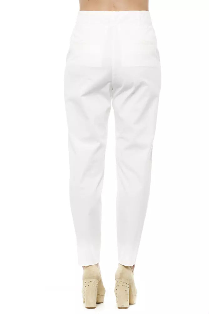 Peserico White Cotton Women Trouser