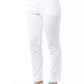 Peserico White Cotton Women's High-Waist Trouser