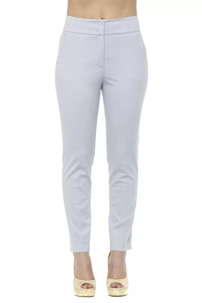 Peserico Light-Blue Cotton Women Trouser