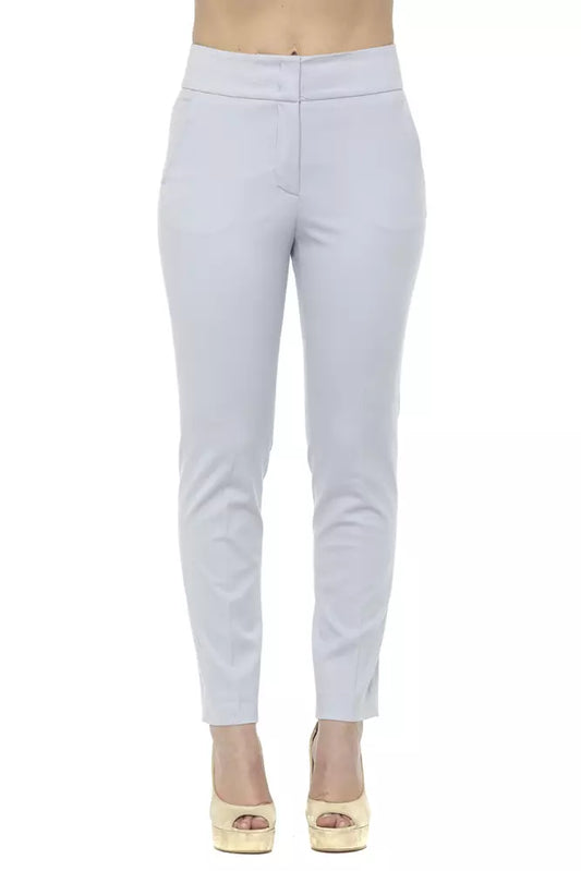 Peserico Light-Blue Cotton Women Trouser