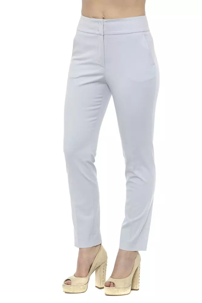 Peserico Light-Blue Cotton Women Trouser