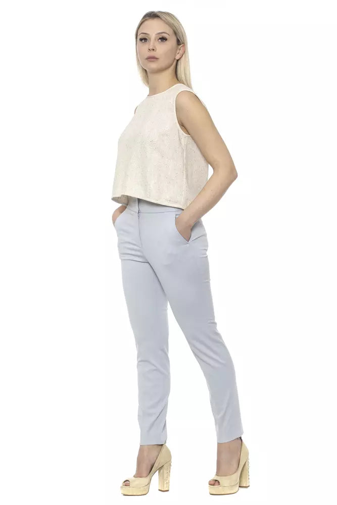 Peserico Light-Blue Cotton Women Trouser