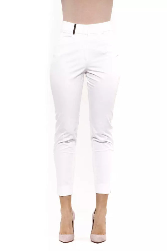 Peserico White Cotton Women Trouser