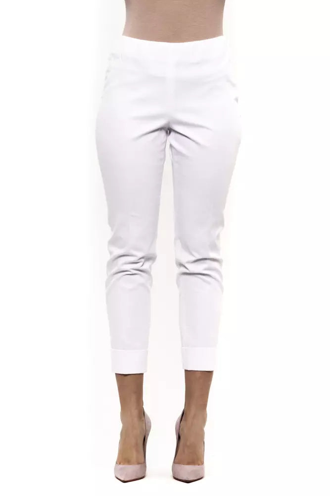 Peserico White Cotton Women Trouser