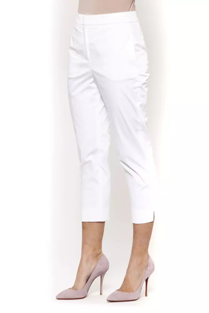 Peserico White Cotton Women Trouser