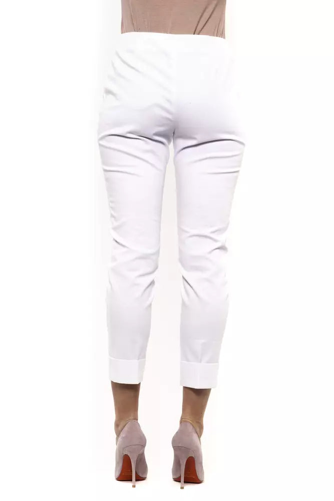 Peserico White Cotton Women Trouser