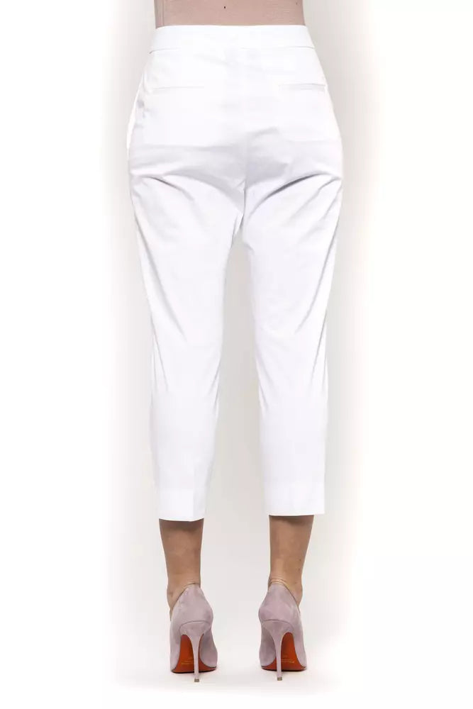 Peserico White Cotton Women Trouser