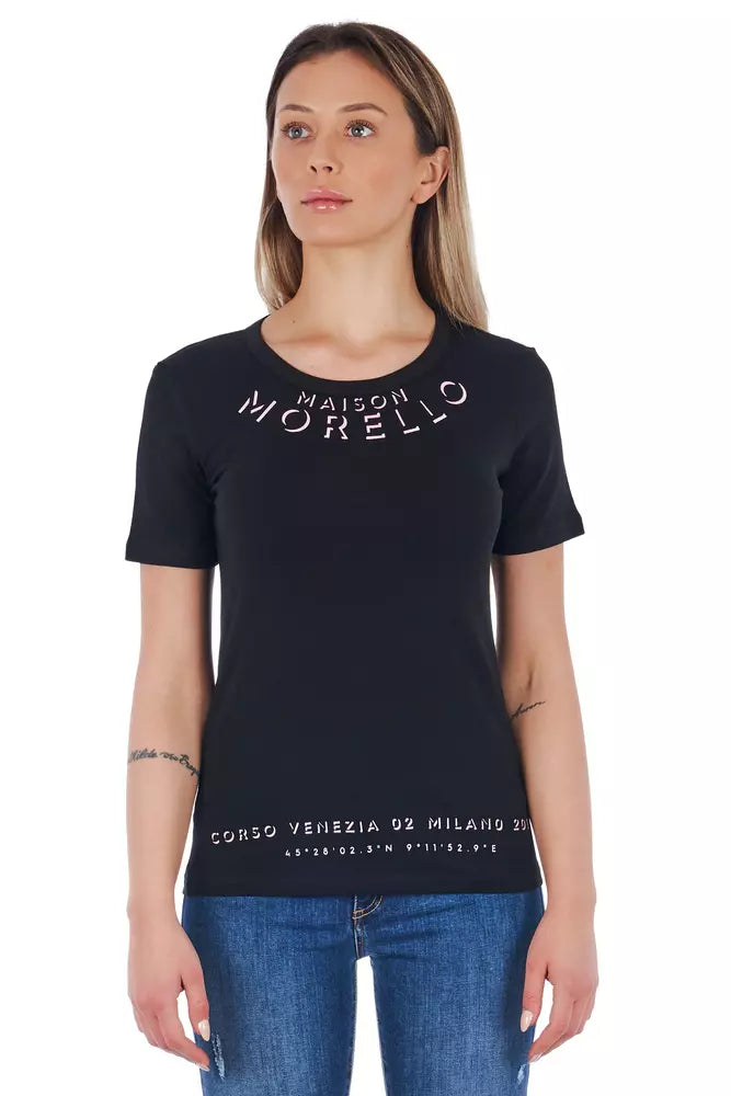 Frankie Morello Black Cotton Women T-Shirt