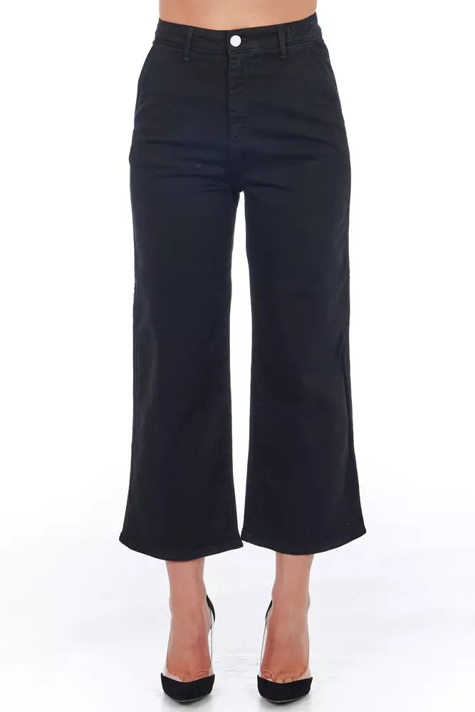 Frankie Morello Black Cotton Women Cropped Pant