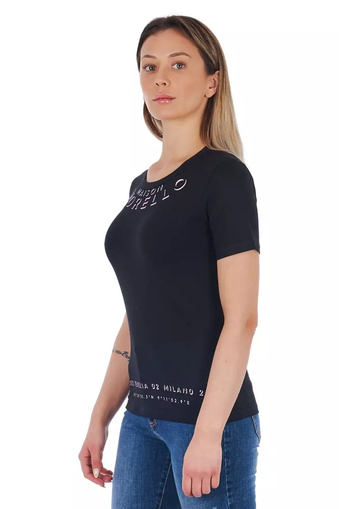 Frankie Morello Black Cotton Women T-Shirt