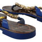 Dolce & Gabbana Blue Leopard Crystal Embellished Sandals