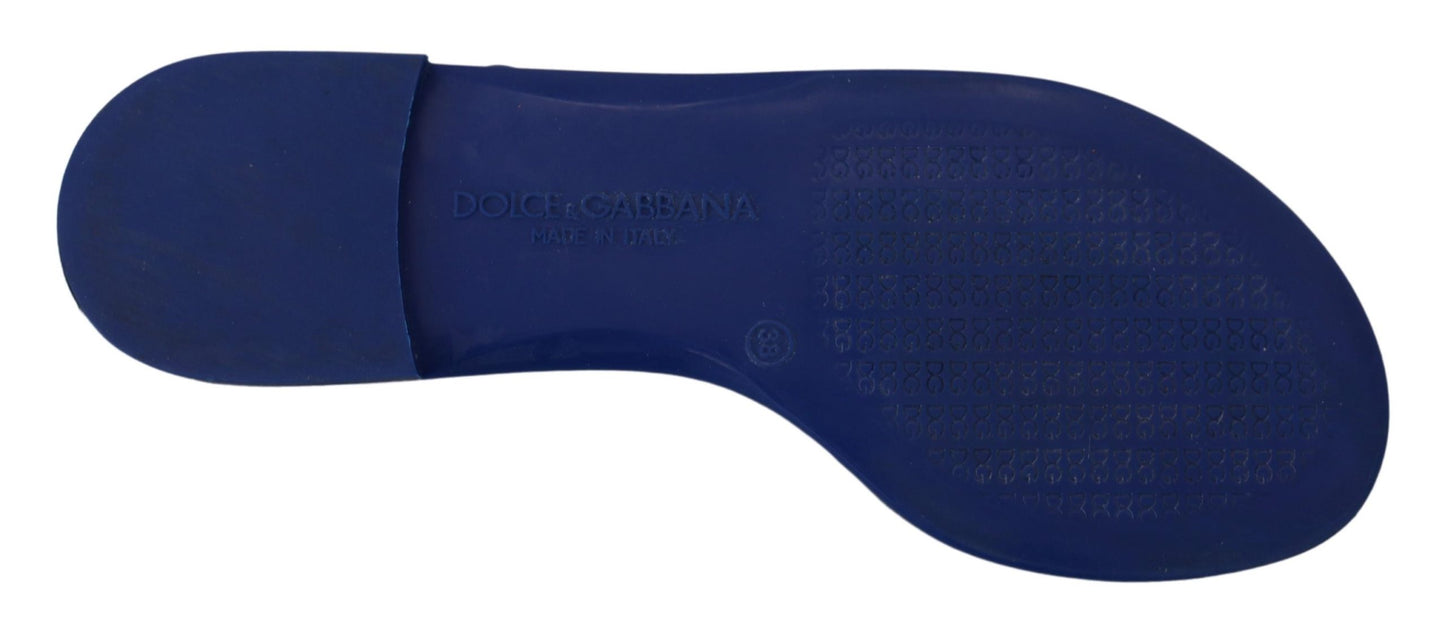 Dolce & Gabbana Blue Leopard Crystal Embellished Sandals