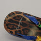 Dolce & Gabbana Blue Leopard Crystal Embellished Sandals