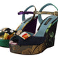 Dolce & Gabbana Multicolor Ankle Strap Wedge Sandals