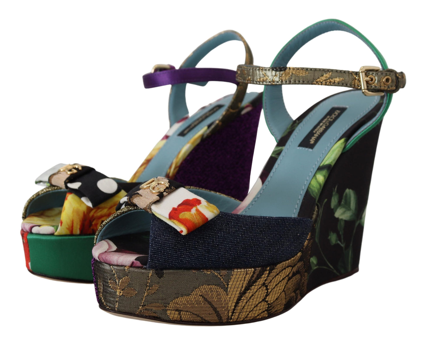 Dolce & Gabbana Multicolor Ankle Strap Wedge Sandals