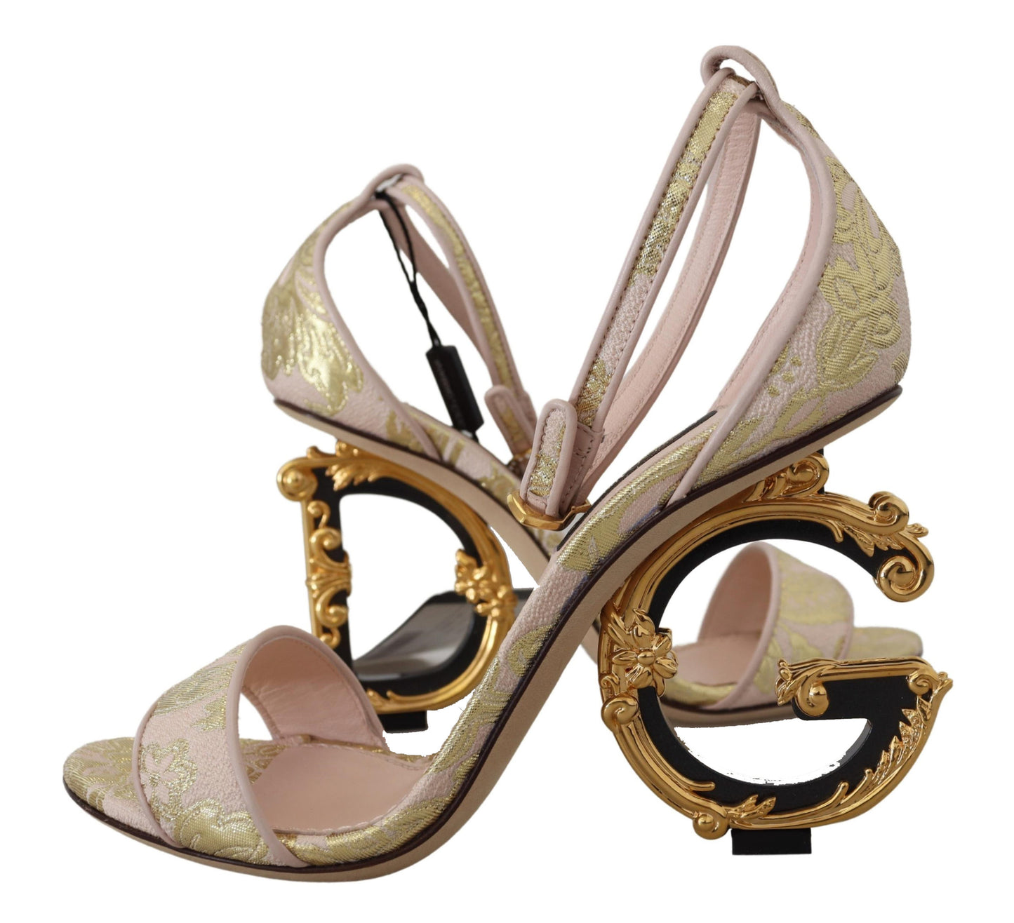 Dolce & Gabbana Chic Pink Brocade Keira Sandals