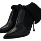 Dolce & Gabbana Elegant Black Leather Calf Socks Boots