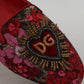 Dolce & Gabbana Multicolor Leather and Fabric Flats with Sacred Heart Patch