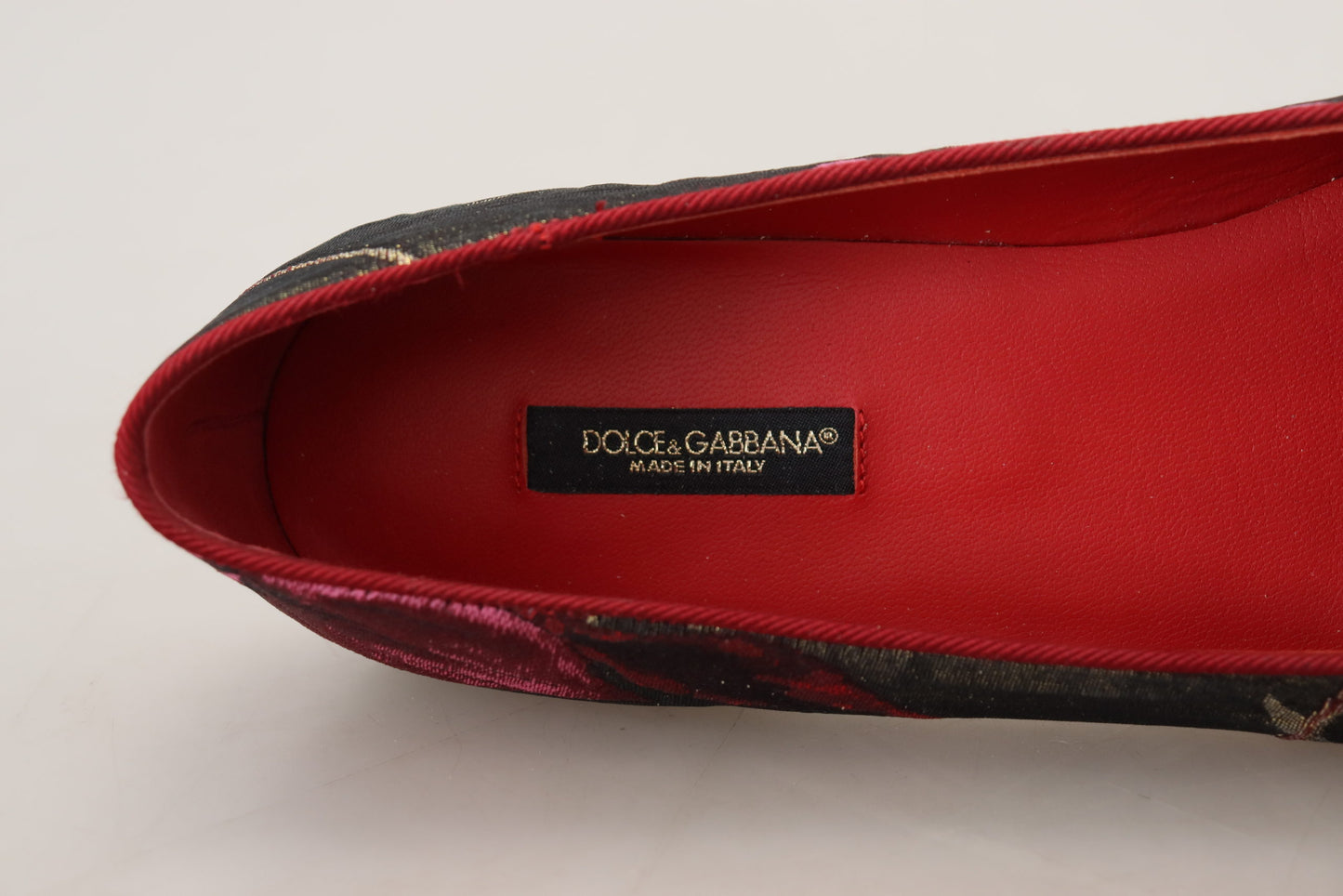 Dolce & Gabbana Multicolor Leather and Fabric Flats with Sacred Heart Patch