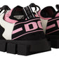 Dolce & Gabbana Chic Black Lace-up Sneakers with Pink Detail