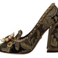 Dolce & Gabbana Golden Jacquard Brocade Square Toe Pumps