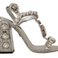 Dolce & Gabbana Crystal-Embellished Silver Leather Pumps