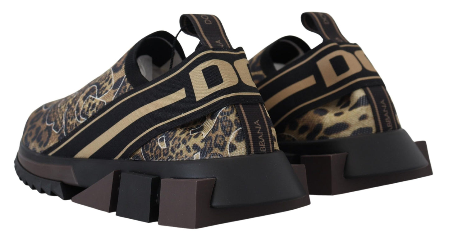 Dolce & Gabbana Chic Leopard Print Cotton Sneakers