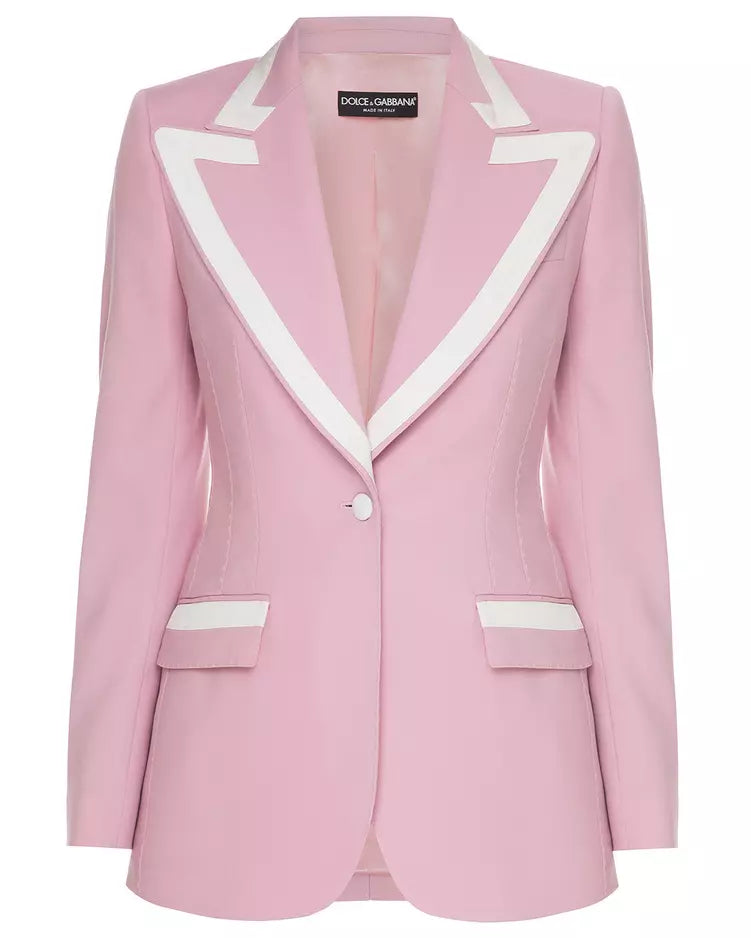 Dolce & Gabbana Elegant Wool Blend Silk-Trim Jacket