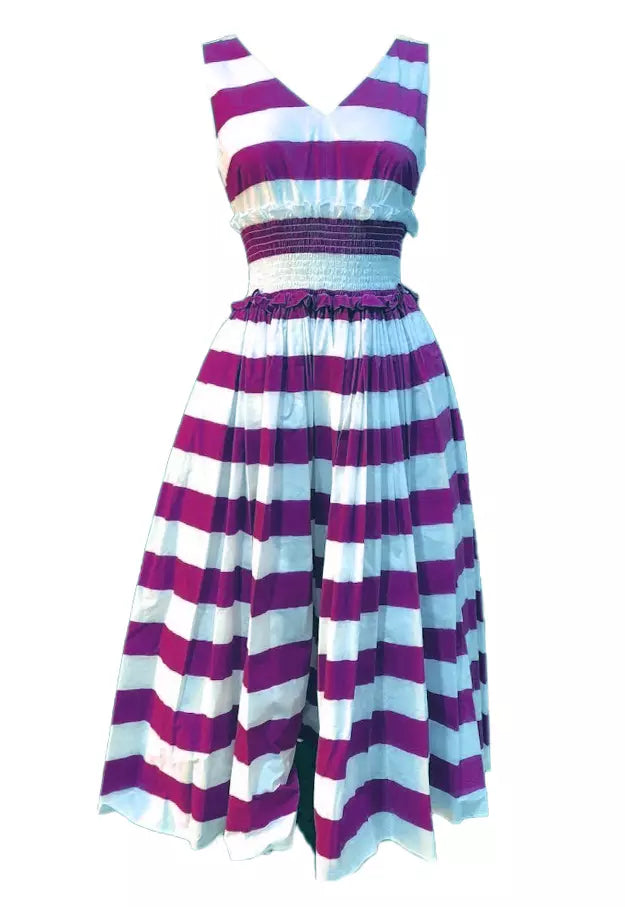 Dolce & Gabbana Elegant Sleeveless Striped Cotton Dress