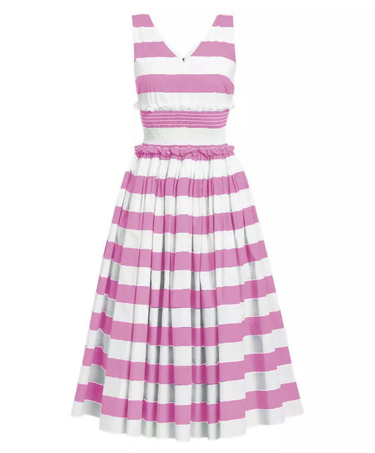 Dolce & Gabbana Elegant Pink Striped Cotton Dress