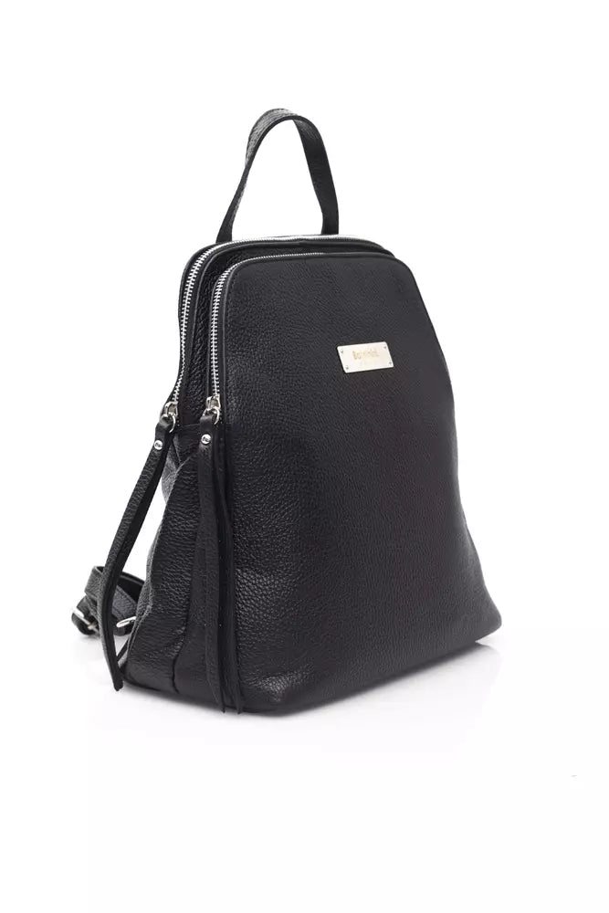 Baldinini Trend Black Leather Women Backpack