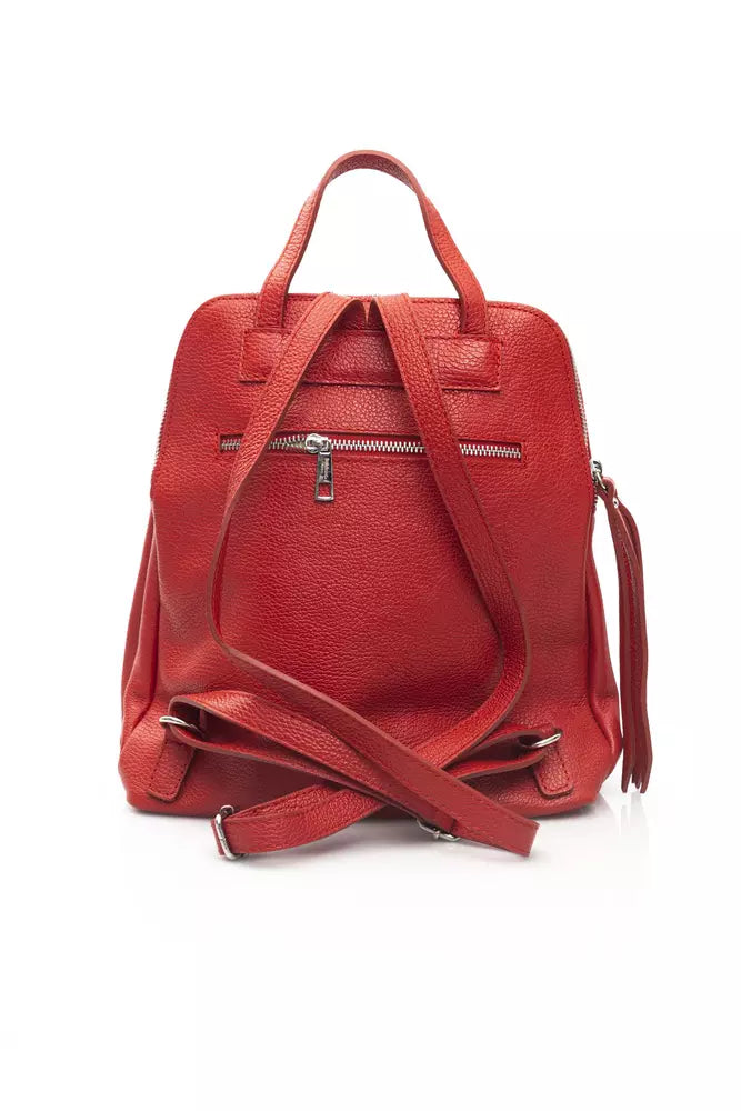 Baldinini Trend Red Cow Leather Women Backpack