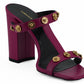 Versace Elegant Purple Calf Leather High Sandals