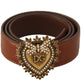 Dolce & Gabbana Elegant Leather Belt with Gold Heart Buckle