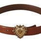 Dolce & Gabbana Elegant Leather Belt with Gold Heart Buckle