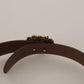 Dolce & Gabbana Elegant Leather Belt with Gold Heart Buckle