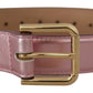 Dolce & Gabbana Elegant Metallic Pink Leather Belt